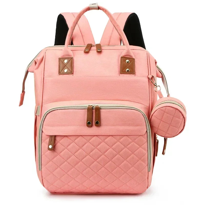 Mochila para mamá con cuna plegable