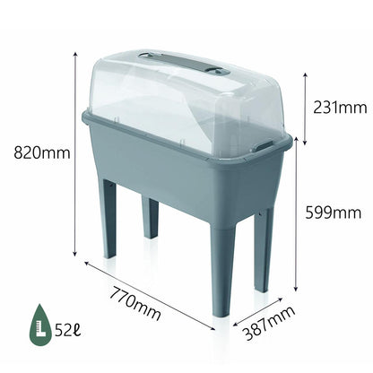 Huerto Urbano con invernadero de 52 litros en polipropileno 77 x 38 x 82 cm color pistacho