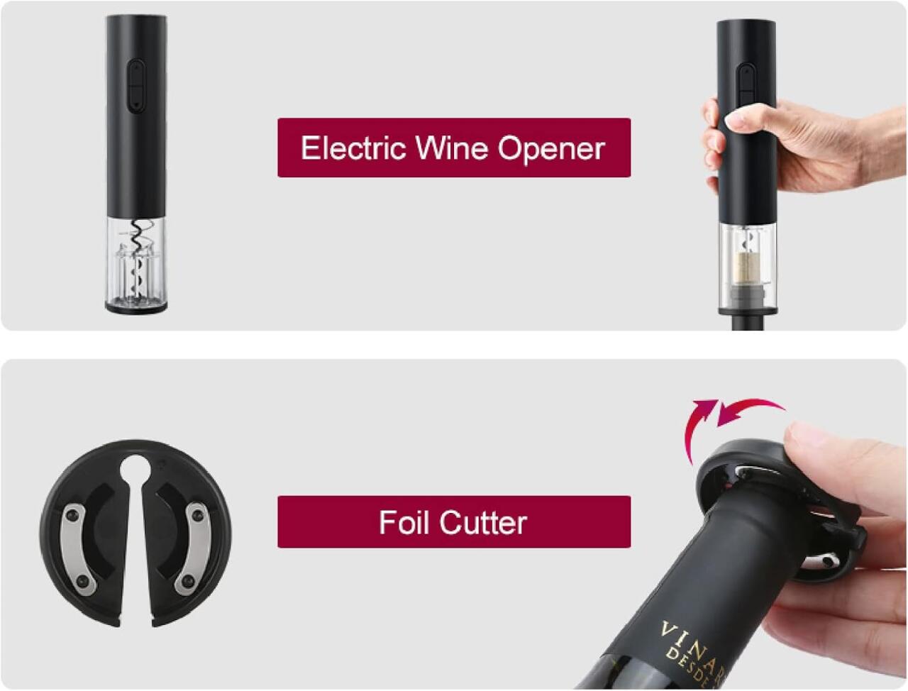 Abridor de vinos eléctrico pack 4ud