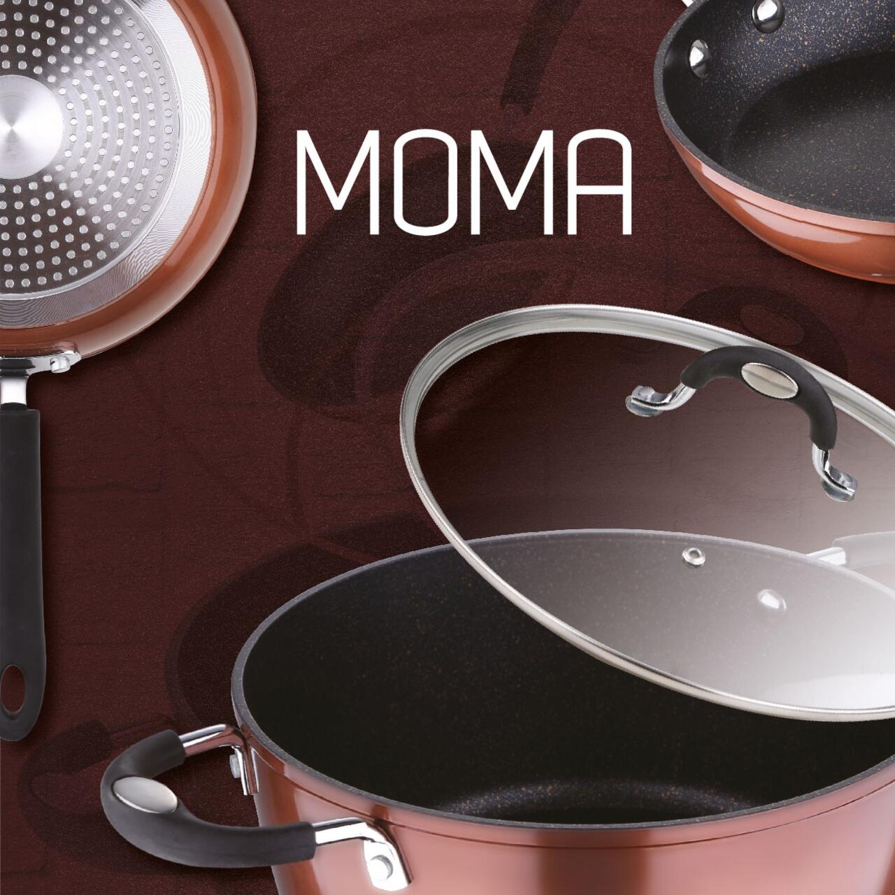 Batería de Cocina San Ignacio 5 Piezas Acero Inoxidable + Juego de Sartenes Moma (20/24/28 cm) Aluminio Forjado Inducción