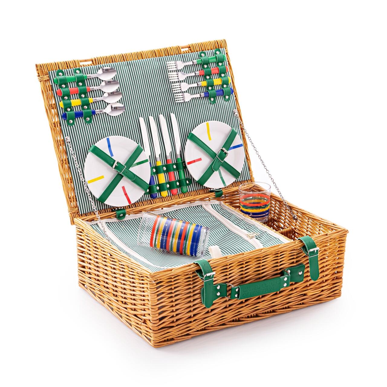 Cesta de Picnic para 4 Personas con Cubertería y Platos - Benetton